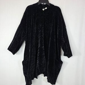 Anthropologie Moth Black Chenille Oversized Open Front Cardigan XS